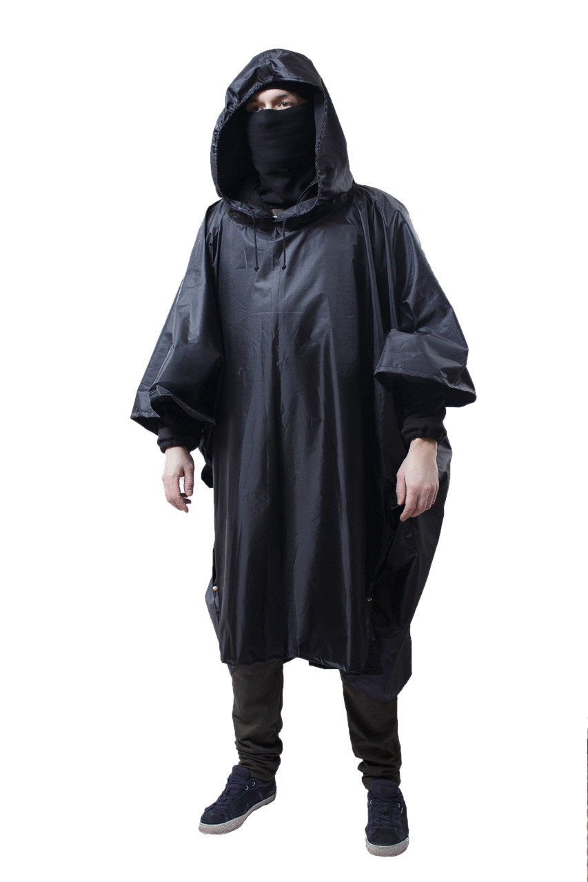 Momentum Tactical/Hiking Rain Poncho – Rubberized Black